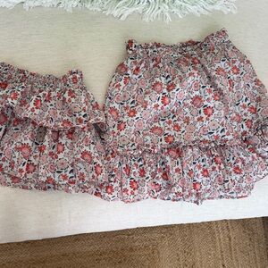 Vineyard vines mommy and me Floral Ruffle Mini Skirt - Pink & Red Blossoms